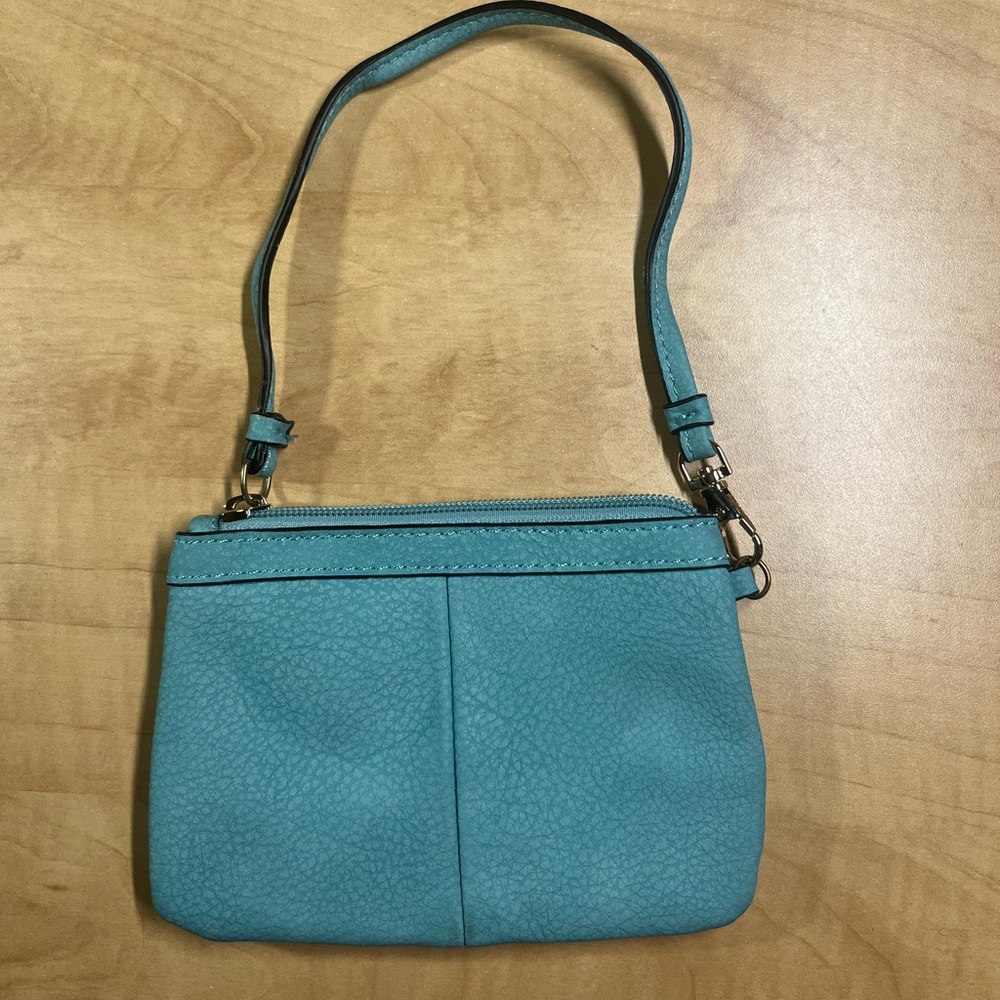 Teal Wilsons Leather Wristlet, clutch, coin purse, Pouch